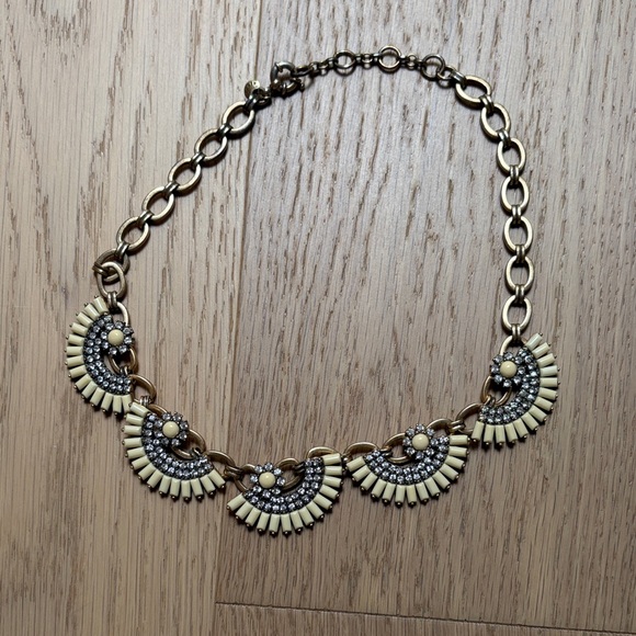 J. Crew Jewelry - J Crew Elegant Cream and Gold Fan-Link Statement Necklace